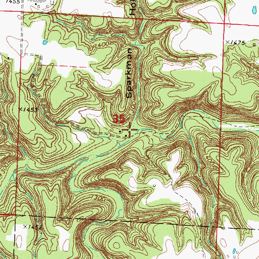 Topographic Map of Sparkman Hollow, MO