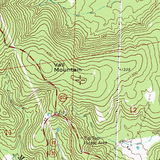Topographic Map of Vail Mountain, MO
