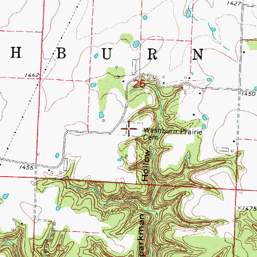 Topographic Map of Washburn Prairie Cemetery, MO