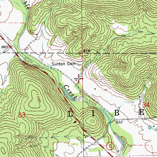 Topographic Map of Red School, MO