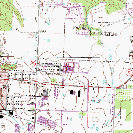 Topographic Map of Bentonville Middle School, AR