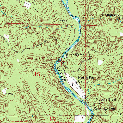 Topographic Map of North Fork Trailhead, MO