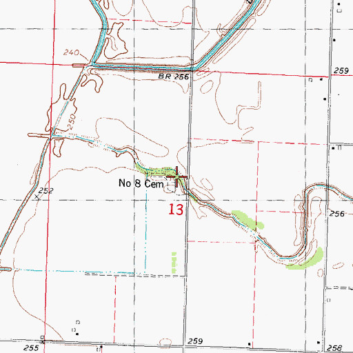 Topographic Map of Number 8 Cemetery, MO