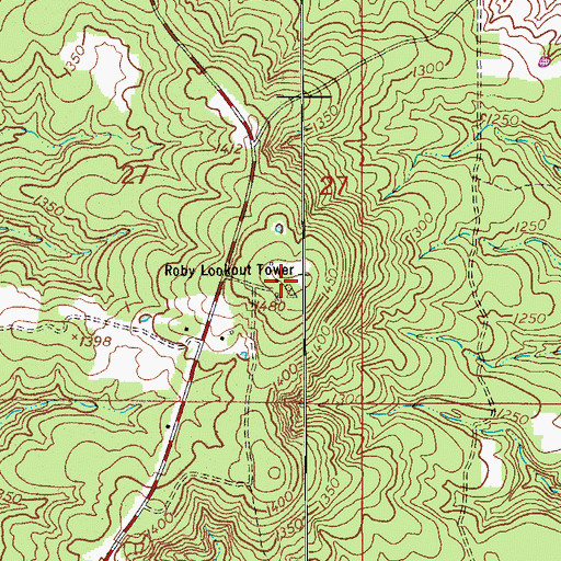 Topographic Map of Roby Lookout Tower, MO