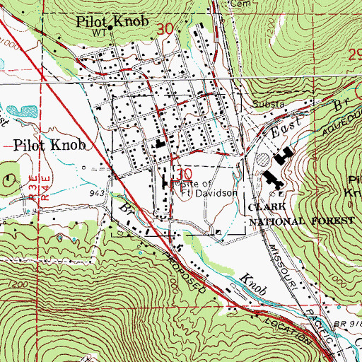 Topographic Map of Site of Fort Davidson, MO