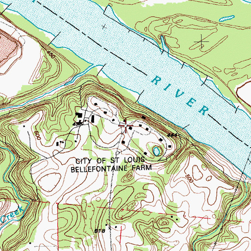 Topographic Map of City of Saint Louis Bellefontaine Farm, MO