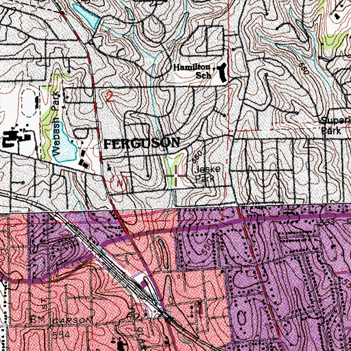Topographic Map of Jeske Park, MO