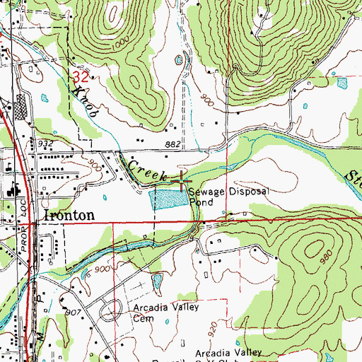 Topographic Map of Knob Creek, MO