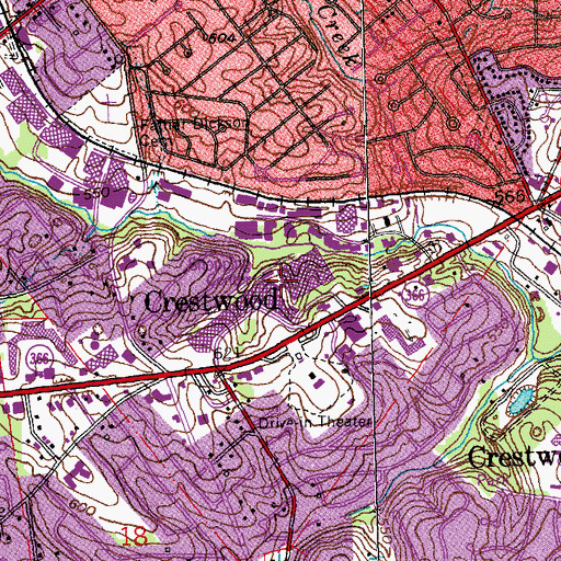 Topographic Map of Crestwood Plaza, MO