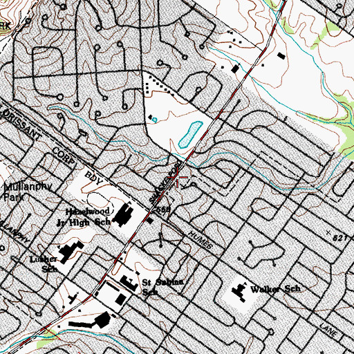 Topographic Map of Hyatt Valley School, MO