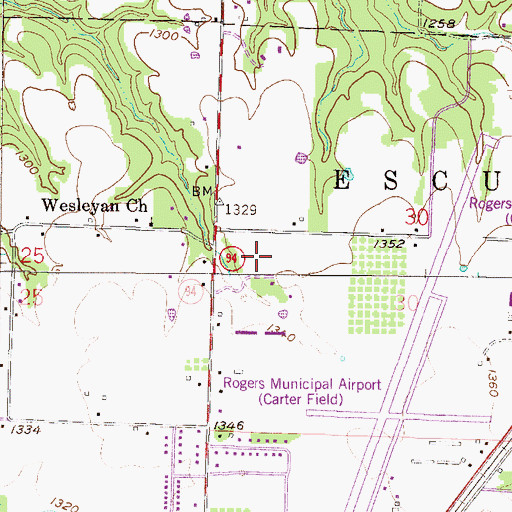 Topographic Map of Pleasant Hill School (historical), AR