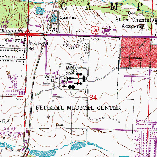 Topographic Map of United State Medical Center for Federal Prisoners, MO