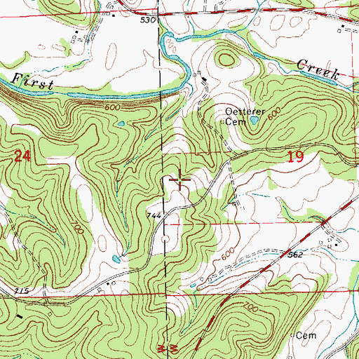 Topographic Map of Libbie Branch, MO