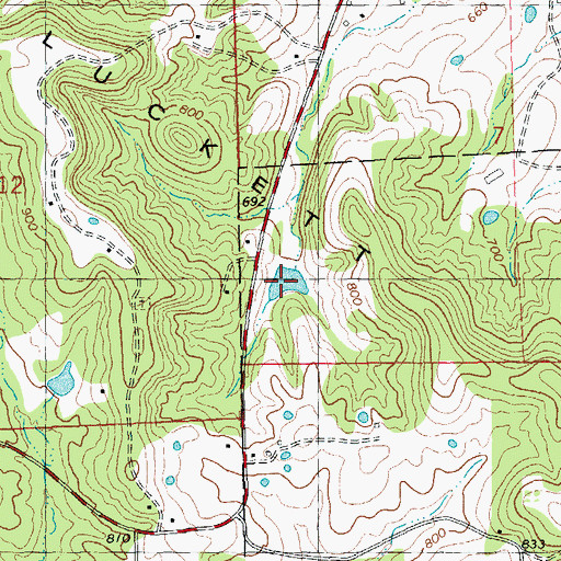 Topographic Map of Gentry Lake, MO