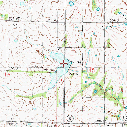 Topographic Map of Grindstone-Lost-Muddy Creek Watershed Dam B-21, MO