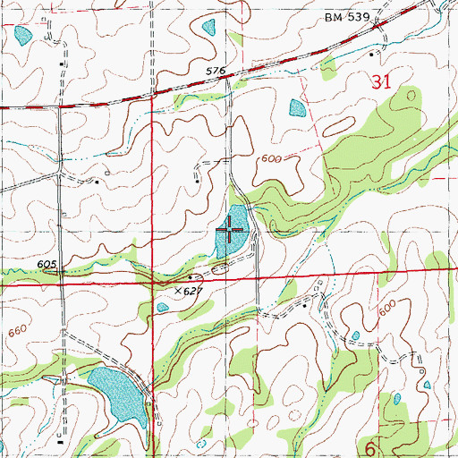 Topographic Map of Lost Creek Watershed D-6 Reservoir, MO
