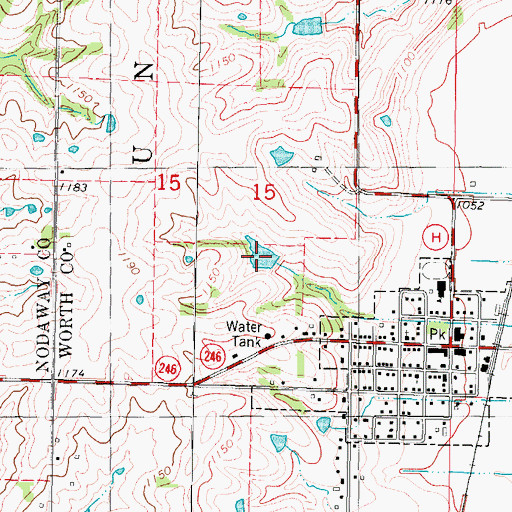 Topographic Map of Aldrich Lake, MO