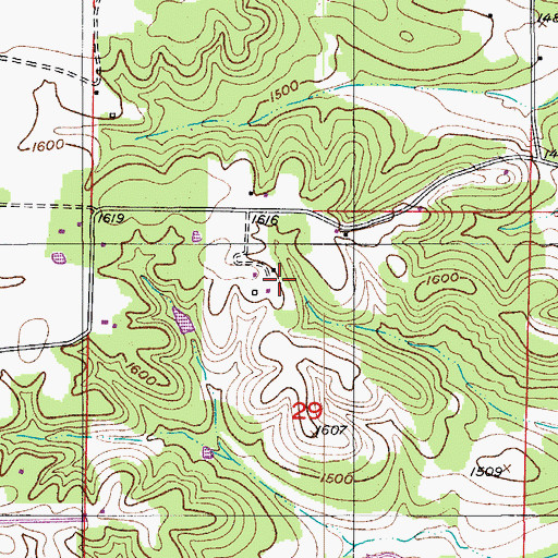 Topographic Map of Albert Smouse Dam, MO