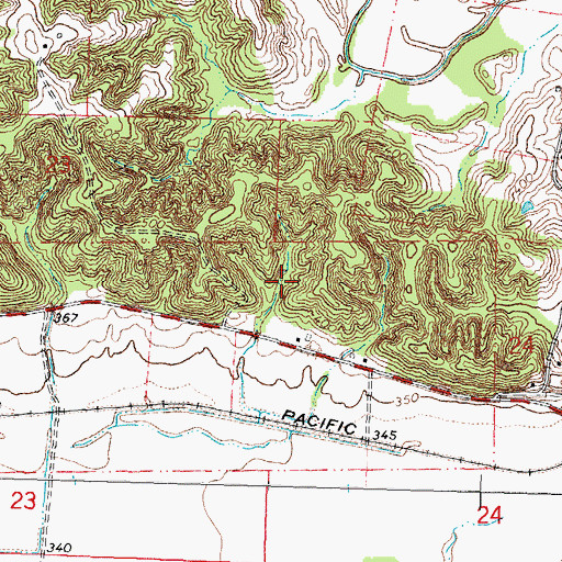 Topographic Map of Evans Lake East, MO