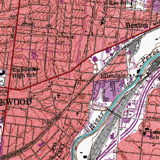 Topographic Map of Ellendale, MO