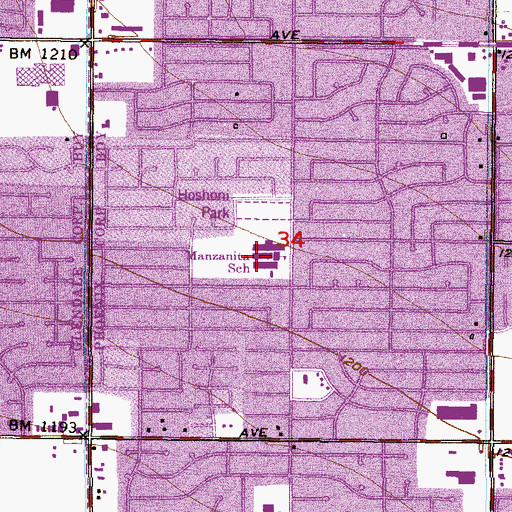 Topographic Map of Manzanita Elementary School, AZ
