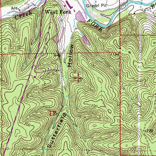 Topographic Map of Township of Carroll, MO