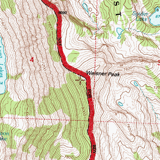 Topographic Map of Weisner Peak, MT