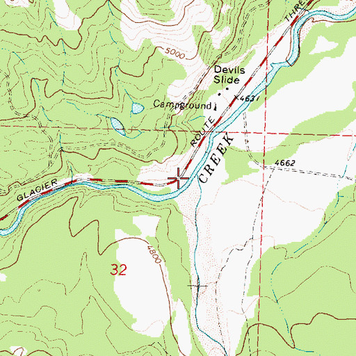 Topographic Map of Boulder Creek, MT