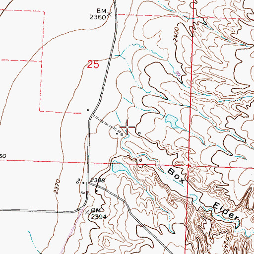 Topographic Map of Box Elder Coulee, MT