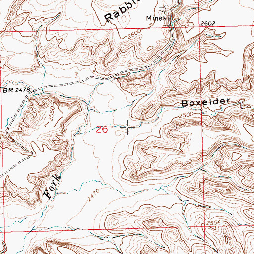 Topographic Map of Boxelder Coulee, MT