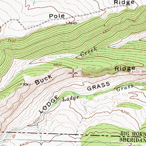 Topographic Map of Buck Ridge, MT
