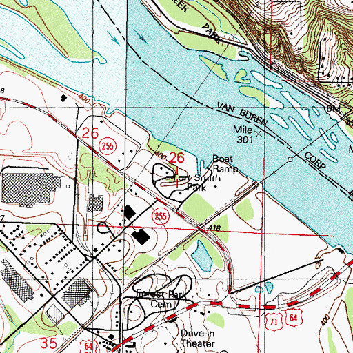 Topographic Map of Fort Smith Park, AR