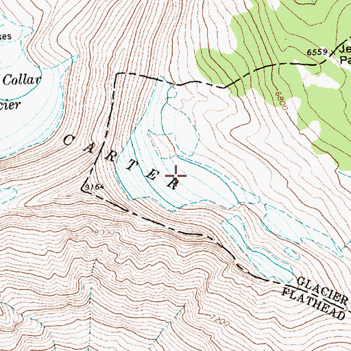 Topographic Map of Carter Glaciers, MT