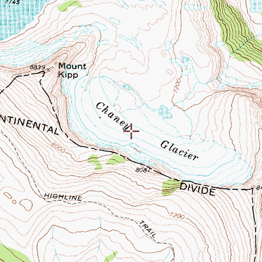 Topographic Map of Chaney Glacier, MT