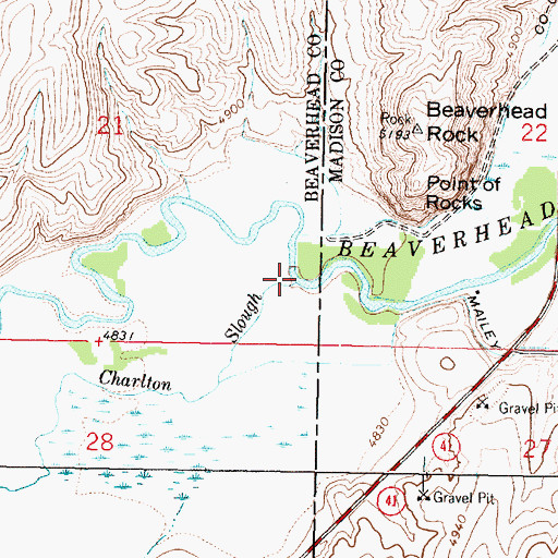 Topographic Map of Charlton Slough, MT