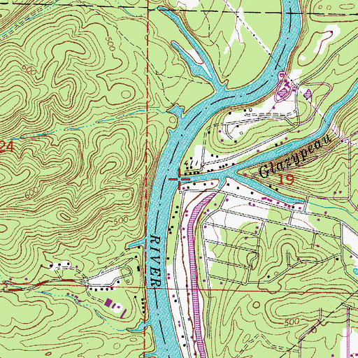 Topographic Map of Glazypeau Creek, AR