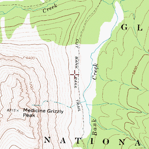 Topographic Map of Cut Bank Pass Trail, MT