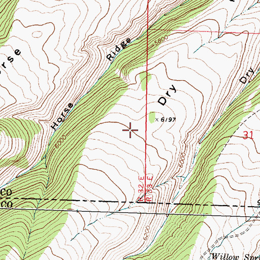 Topographic Map of Dry Ridge, MT