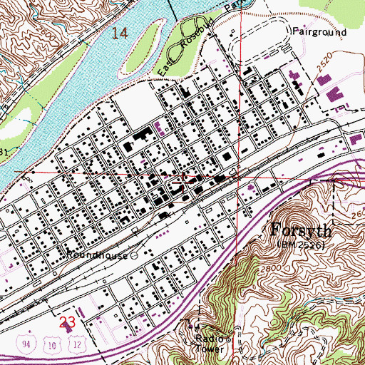Topographic Map of Forsyth, MT