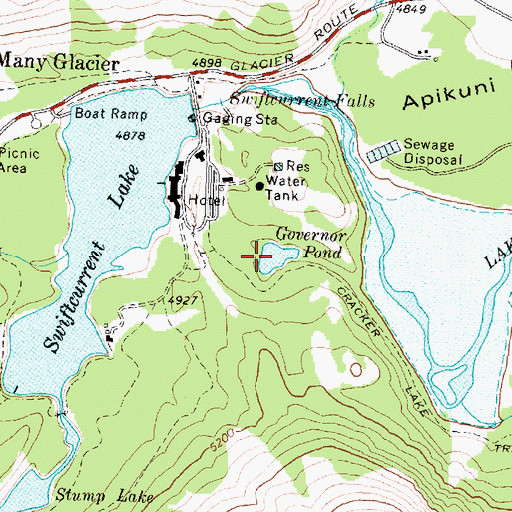 Topographic Map of Governor Pond, MT