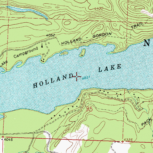 Topographic Map of Holland Lake, MT
