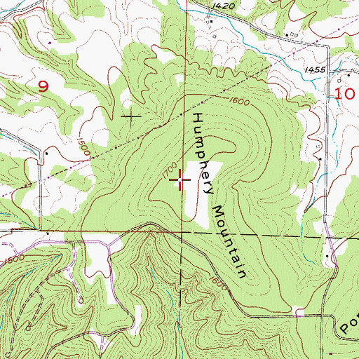 Topographic Map of Humphery Mountain, AR