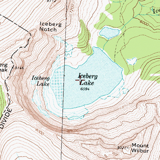 Topographic Map of Iceberg Lake, MT