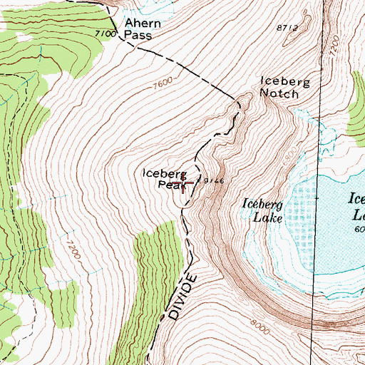 Topographic Map of Iceberg Peak, MT