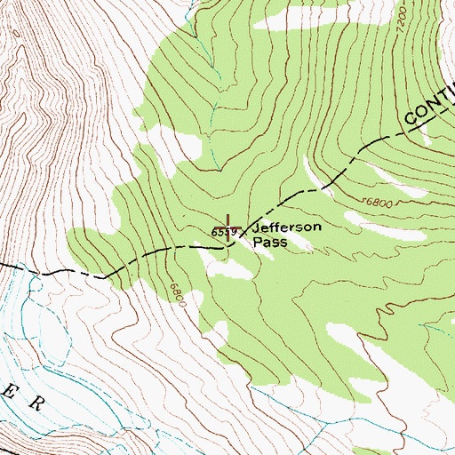 Topographic Map of Jefferson Pass, MT