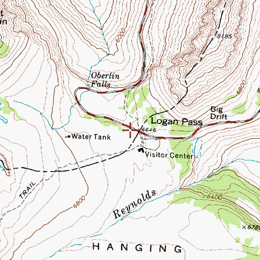 Topographic Map of Logan Pass, MT