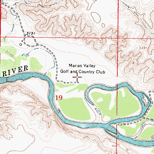 Topographic Map of Marias Valley Golf and Country Club, MT