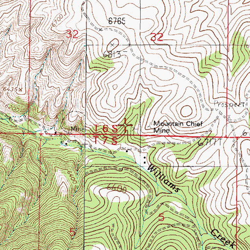 Topographic Map of Mountain Chief Mine, MT