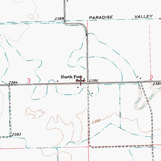 Topographic Map of North Fork School (historical), MT