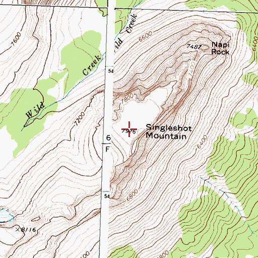 Topographic Map of Singleshot Mountain, MT